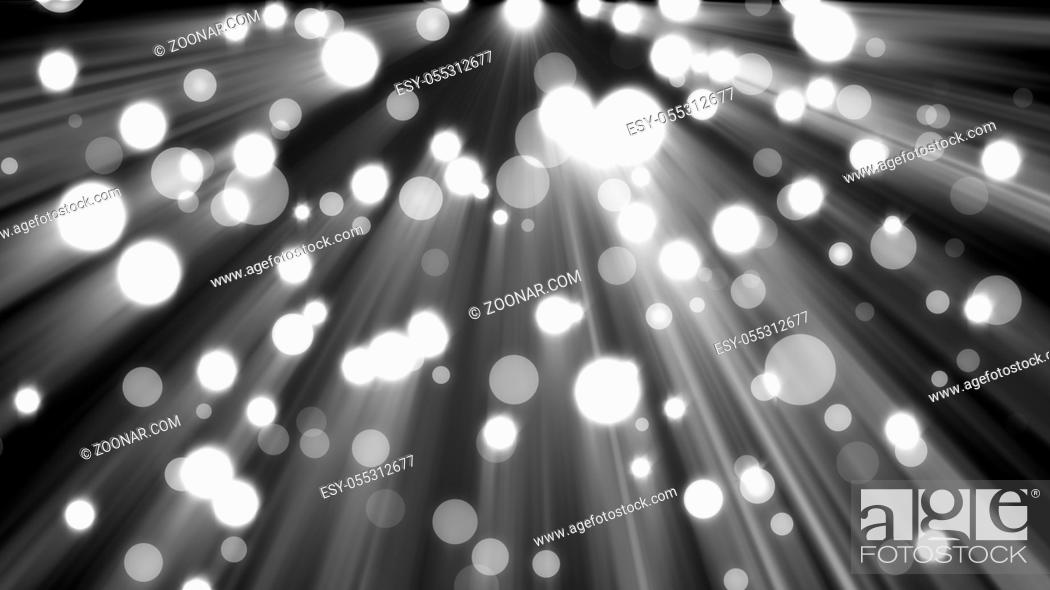 Stock Photo: Abstract glitter lights on black background. Round defocused circles bokeh and shine effect. 3d rendering Template for design.