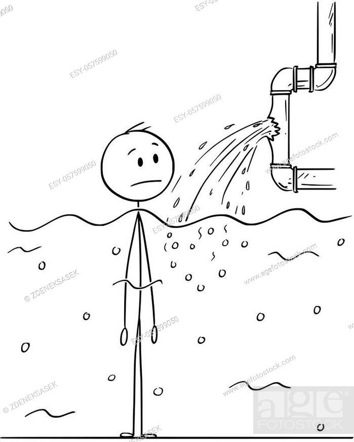 Cartoon stick drawing conceptual illustration of man or businessman  standing up to neck in water..., Stock Vector, Vector And Low Budget  Royalty Free Image. Pic. ESY-057599050 | agefotostock