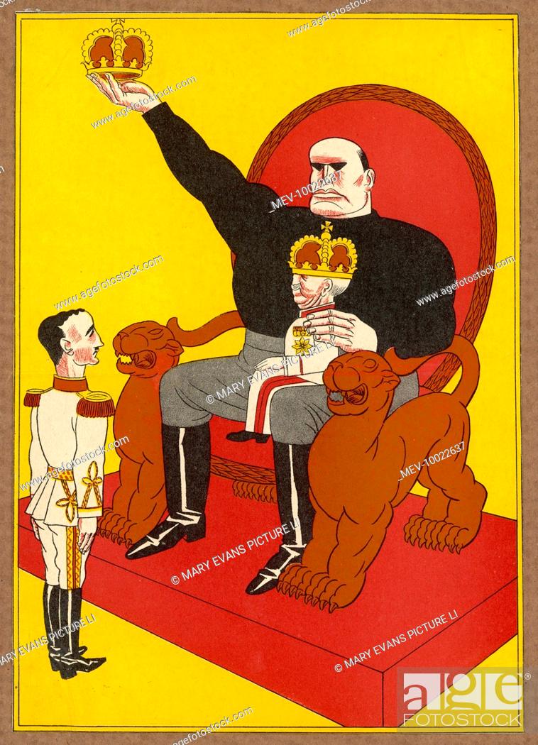 BENITO MUSSOLINI Italian dictator Cartoon depicting Mussolini as the real  power behind the throne as..., Stock Photo, Picture And Rights Managed  Image. Pic. MEV-10022637 | agefotostock