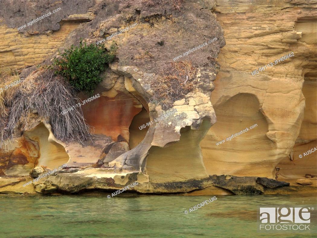 Stock Photo: Sea cliffs of Triassic sandstone, Tasmania, Australia.
