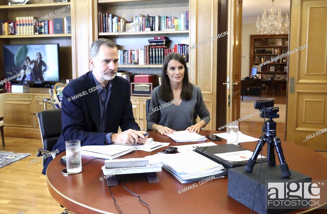 Imagen: King Felipe VI of Spain, Queen Letizia of Spain attends videoconference an open meeting with representatives of the new creative generation of the Spanish.