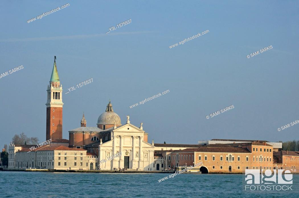 Stock Photo: San Giorgio Maggiore church and canal, Venice, Italy.