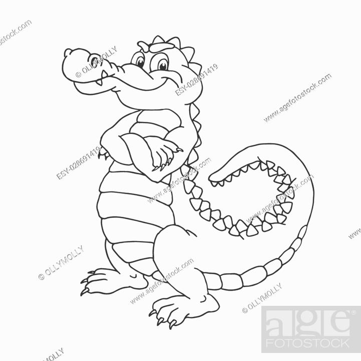 Happy cute cartoon alligator. Crocodile vector outline, Stock Vector,  Vector And Low Budget Royalty Free Image. Pic. ESY-028691419 | agefotostock