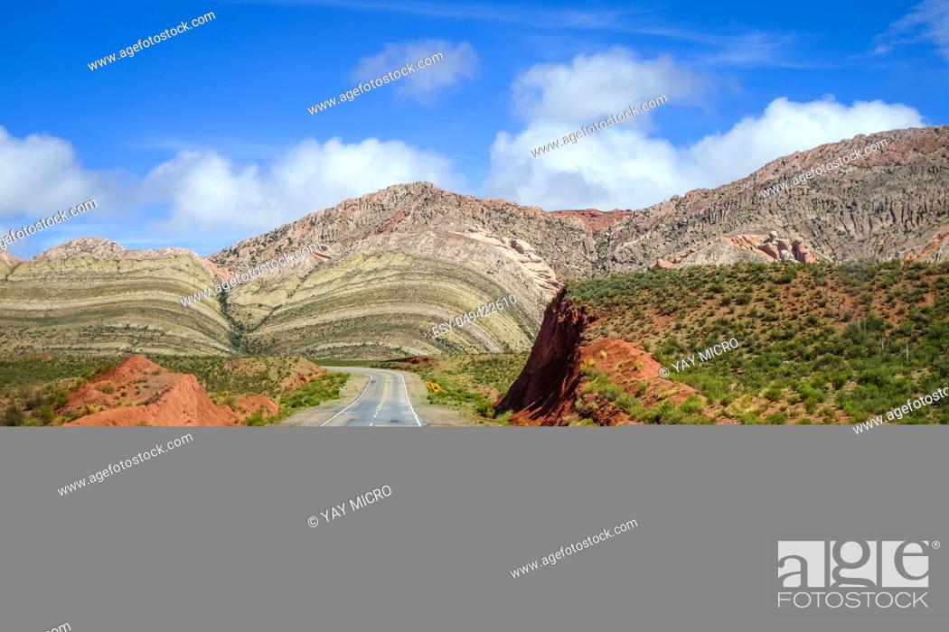 Stock Photo: lost desert road in north Argentina quebrada.