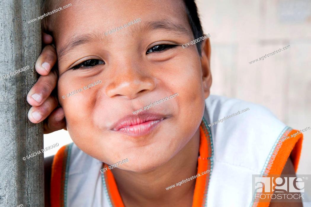 Stock Photo: Smiling Philippine boy portrait.
