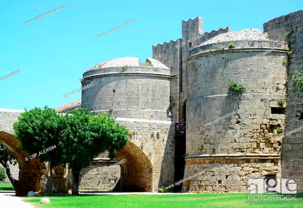 Stock Photo: Castle in Rhodes Greece - The Palace of the Grand Master of the.