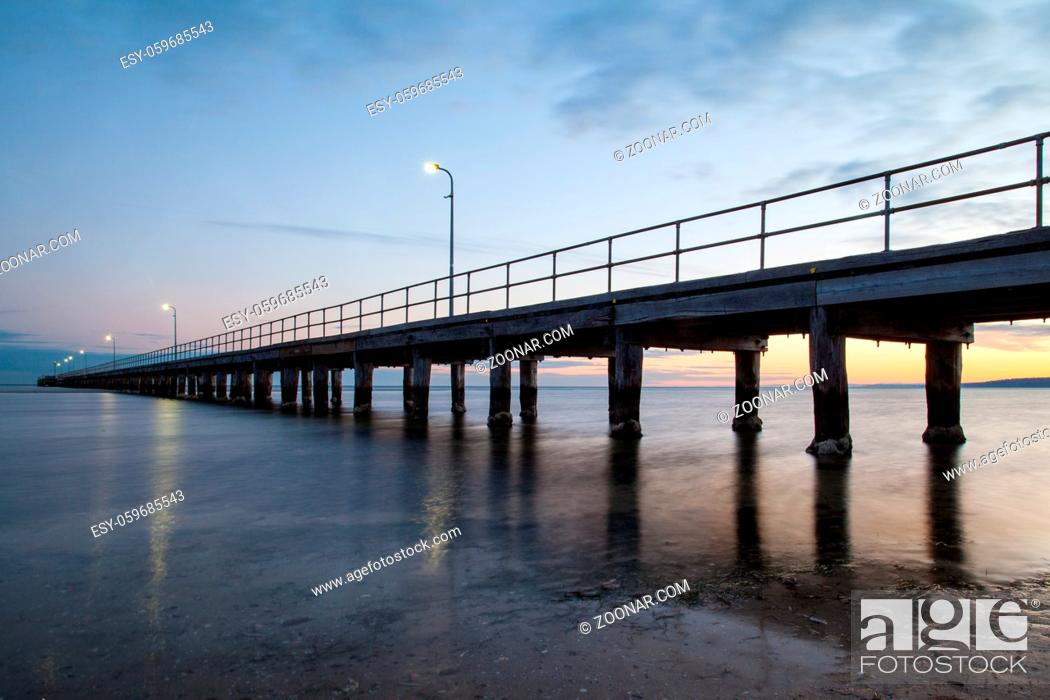 Stock Photo: Rosebud pier just before sunrise in the Mornington Penisula, Victoria, Australia.