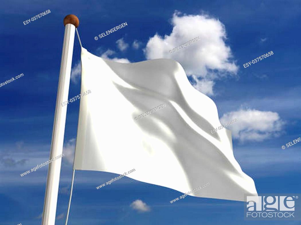 Stock Photo: White flag (with clipping path).