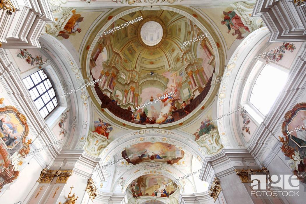 Stock Photo: Ceiling frescoes, Maria Langegg pilgrimage church, Dunkelsteinerwald, Wachau, Mostviertel region, Lower Austria, Austria, Europe.