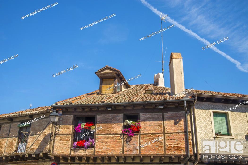 Stock Photo: Facades of houses. San Lorenzo district, Segovia, Spain.