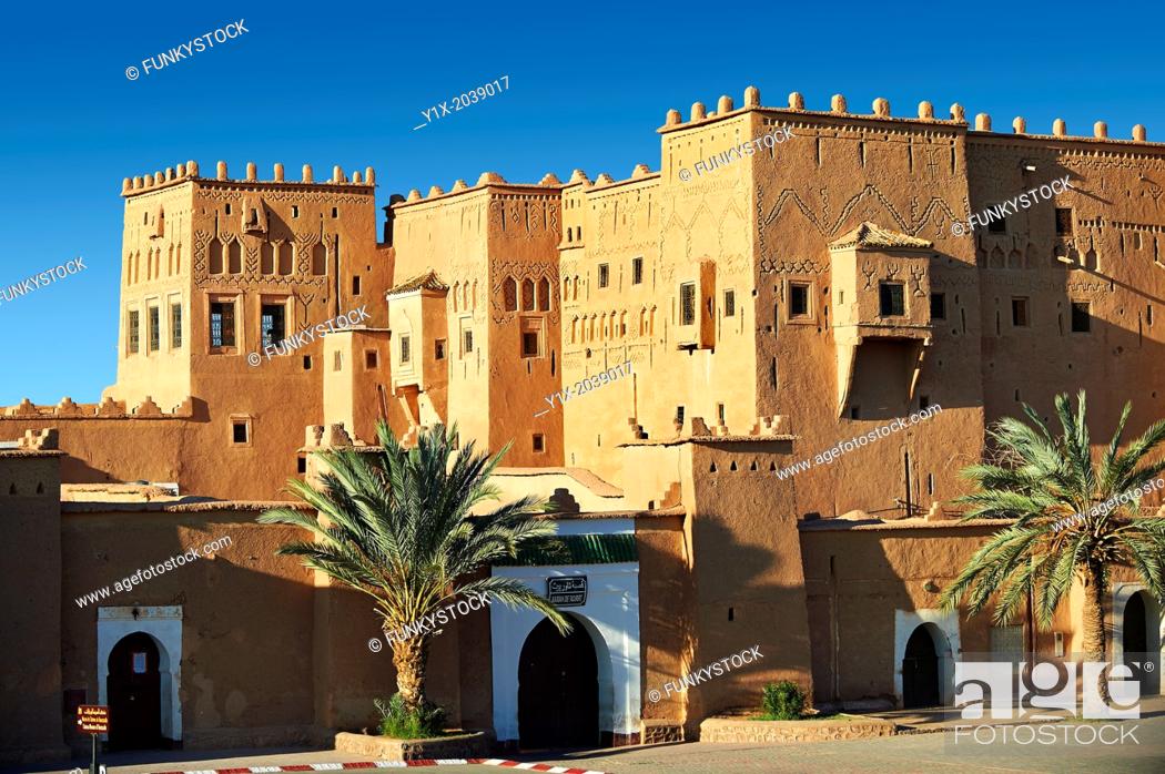 Stock Photo: Exterior of the mud brick Kasbah of Taourirt, Ouarzazate, Morocco, built by Pasha Glaoui. A Unesco World Heritage Site.