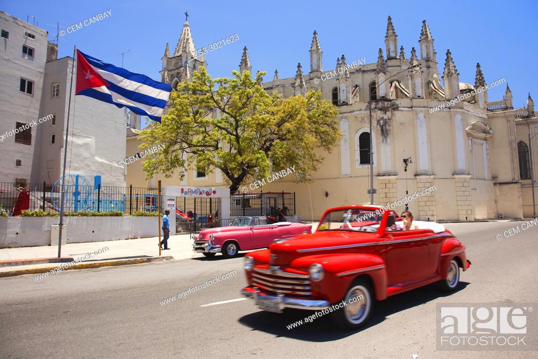 Old American cars in front of the Saint Angel Custodio Church-Iglesia del  Santo Angel Custodio at..., Stock Photo, Picture And Rights Managed Image.  Pic. ZS3-3021623 | agefotostock