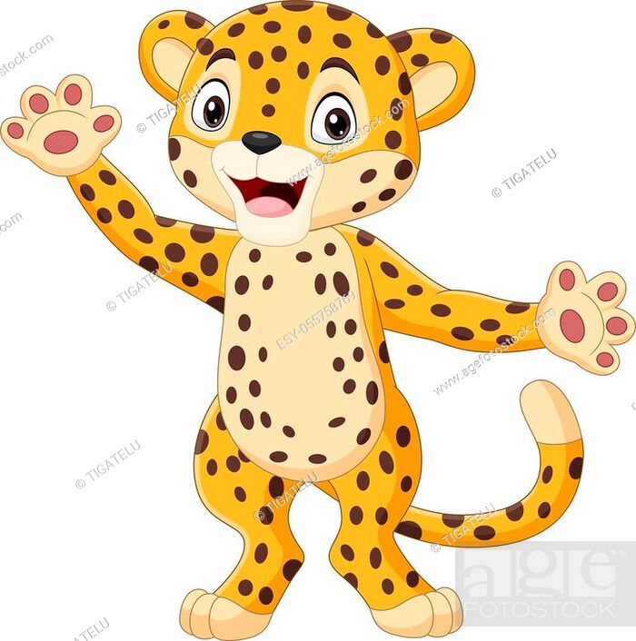 Vector illustration of Cute cartoon leopard waving hand, Stock Vector,  Vector And Low Budget Royalty Free Image. Pic. ESY-055758769 | agefotostock