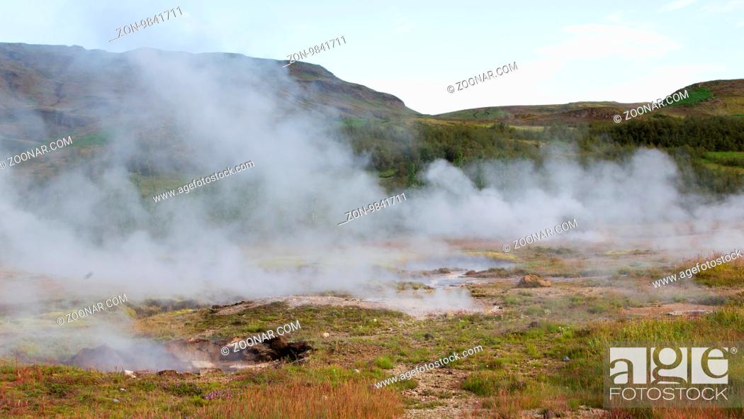 Stock Photo: Geothermally active valley of Haukadalur - Southwest Iceland.