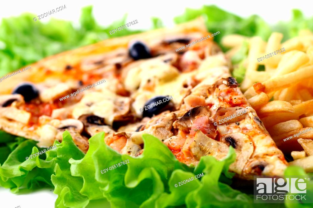 Stock Photo: Close up view of fresh and very tasty pizza.