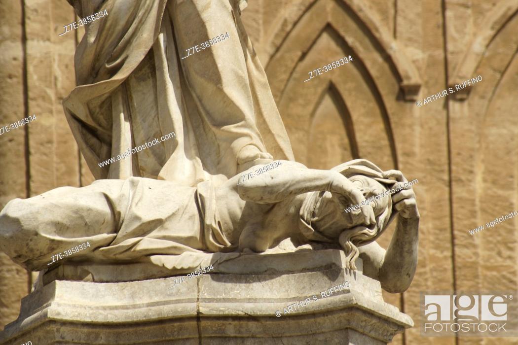 Stock Photo: Saint Rosalia Monument. Detail. Saint Rosalia is the patron saint of Palermo. Palermo Cathedral Square, Palermo, Sicily, Italy, Europe.