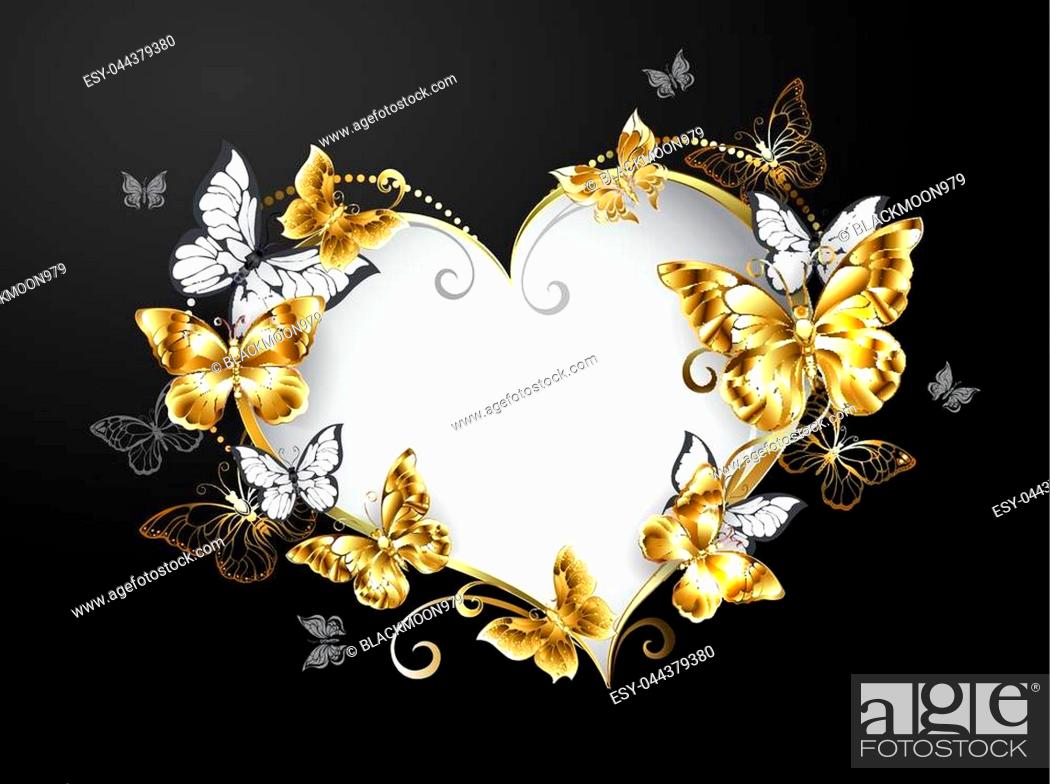 Gold butterflies on dark background Royalty Free Vector