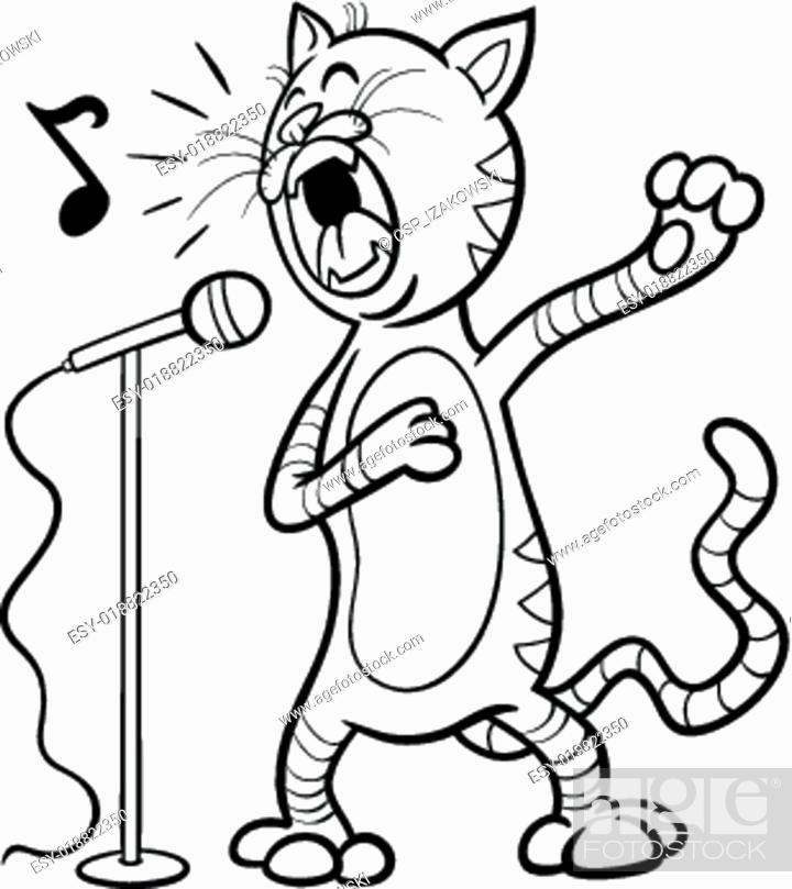 singing cat cartoon coloring page, Stock Vector, Vector And Low Budget  Royalty Free Image. Pic. ESY-018822350 | agefotostock