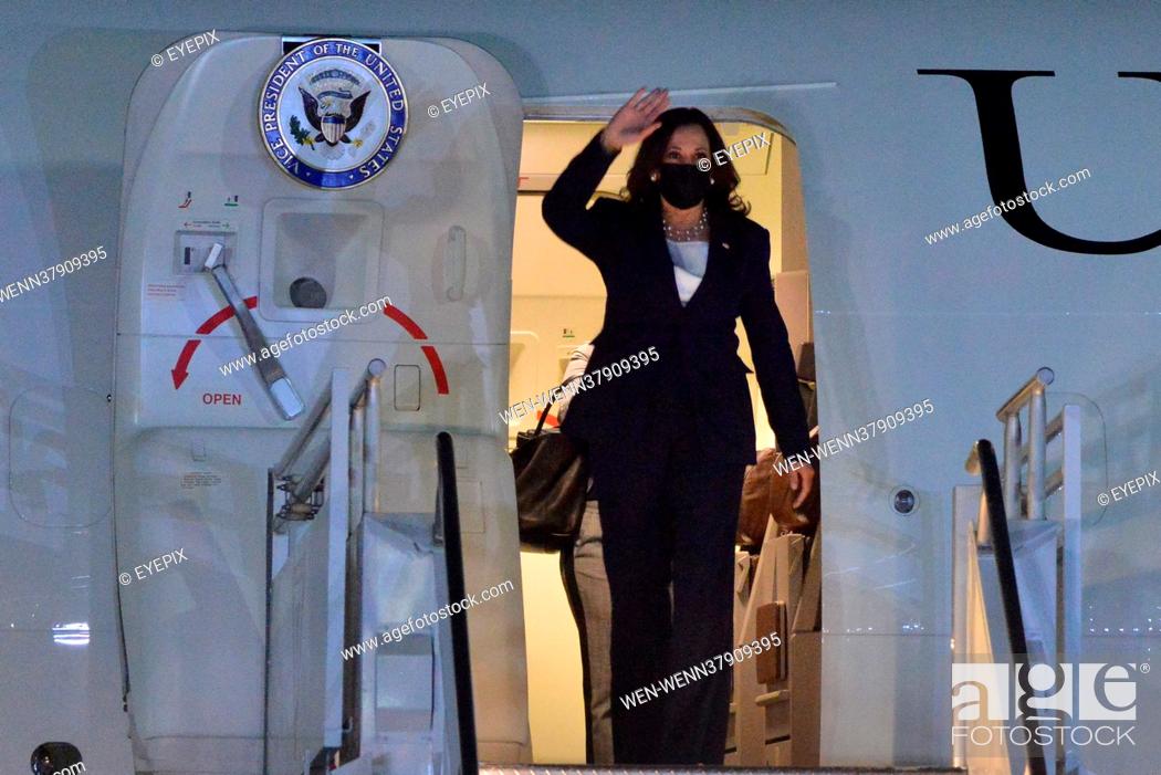 Stock Photo: MEXICO CITY, MEXICO - JUNE 7: Vice President of the United States, Kamala Harris, arriving at Mexico City Airport to meet with Mexican President Andres Manuel.