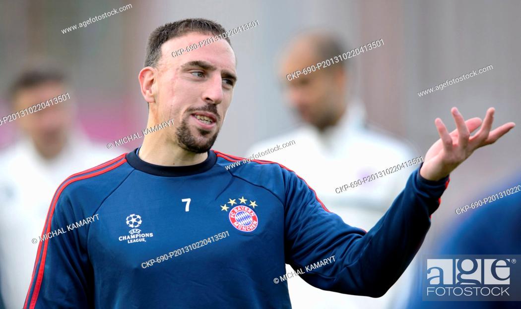 Stock Photo: Bayern player Franck Ribery is seen during a training in Muenchen, Germany, Tuesday, October 22, 2013, prior to the FC Bayern Muenchen vs FC Viktoria Plzen.
