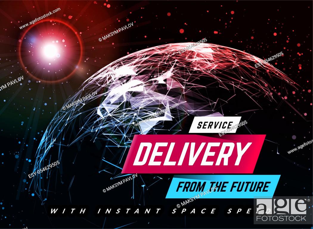 Imagen: Delivery service design background with planet. Logistic concept. Vector illustration.