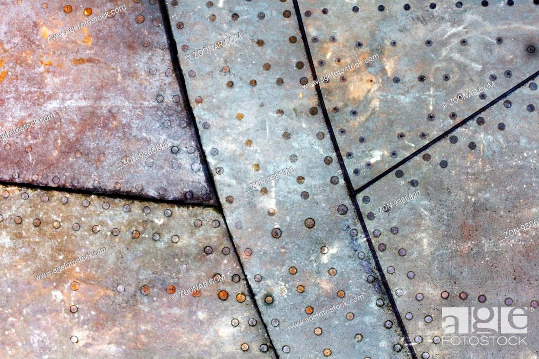 Stock Photo: Piece of aircraft grunge metal background, old and worn.