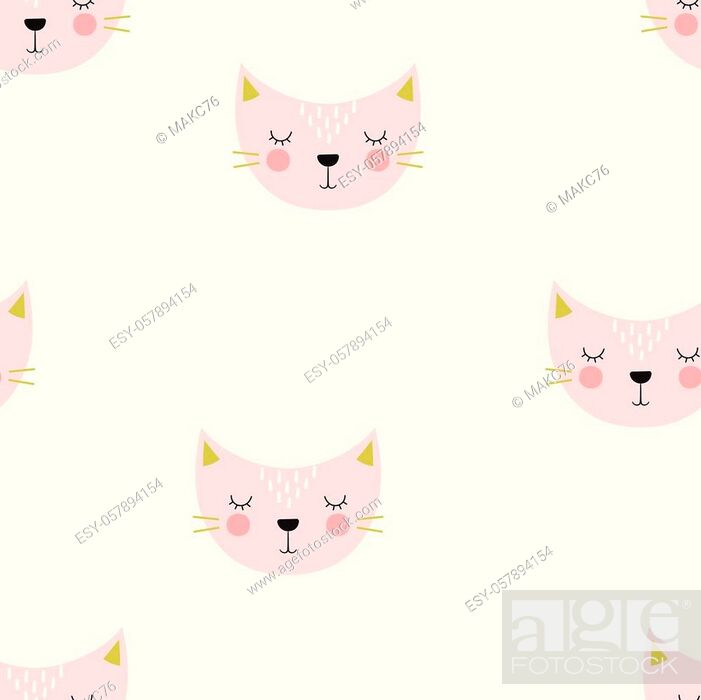 pattern with cat emotional head isolated on white, funny cat face, cute cartoon  characters, Stock Vector, Vector And Low Budget Royalty Free Image. Pic.  ESY-057894154 | agefotostock