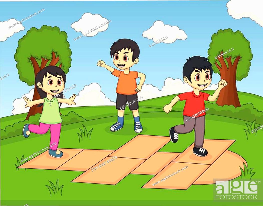 Children playing hopscotch at the park cartoon, Stock Vector, Vector And  Low Budget Royalty Free Image. Pic. ESY-030765629 | agefotostock