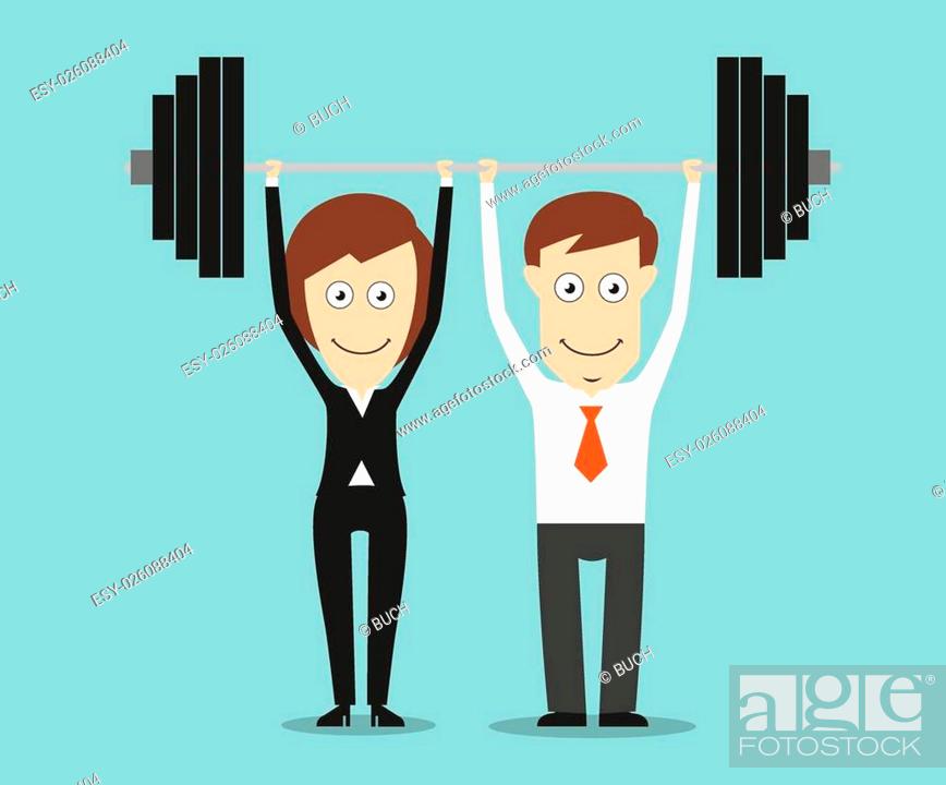 Business colleagues holding a heavy barbell above heads for teamwork or  partnership business concept..., Stock Vector, Vector And Low Budget  Royalty Free Image. Pic. ESY-026088404 | agefotostock