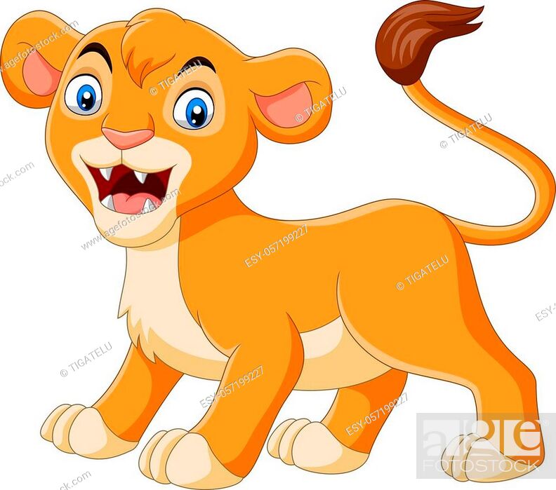 Vector illustration of Cartoon baby lioness roaring on white background,  Stock Vector, Vector And Low Budget Royalty Free Image. Pic. ESY-057199227  | agefotostock