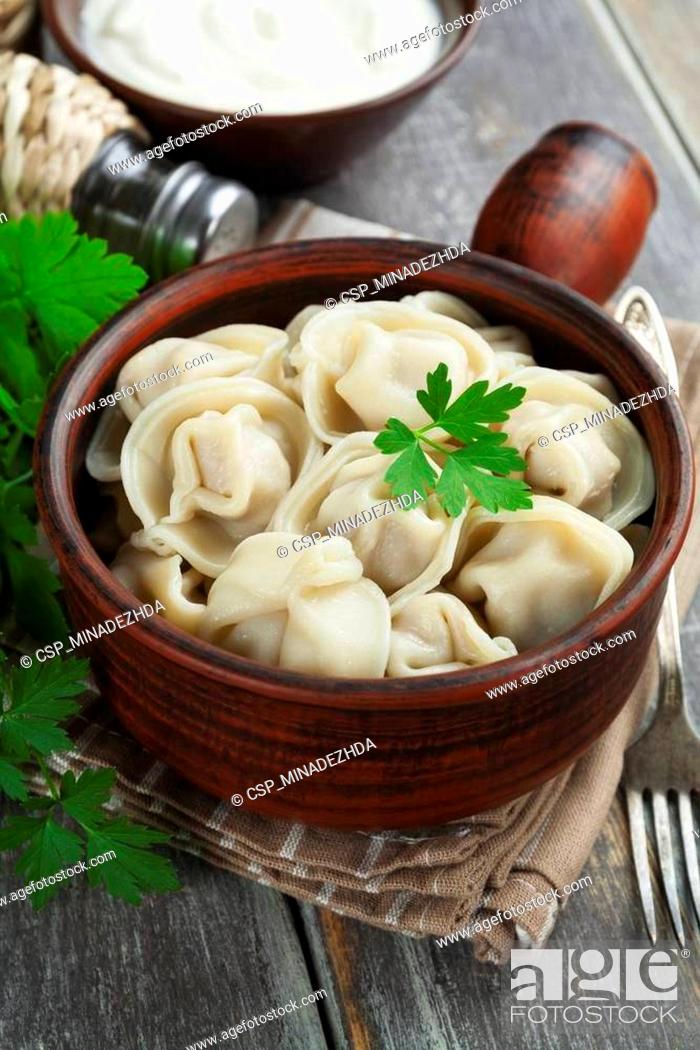 Stock Photo: Dumplings with meat.