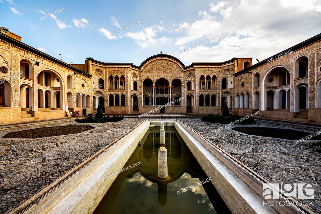 Stock Photo: Inner courtyard of the Tabatabaei Historical House; Kashan, Esfahan Province, Iran.