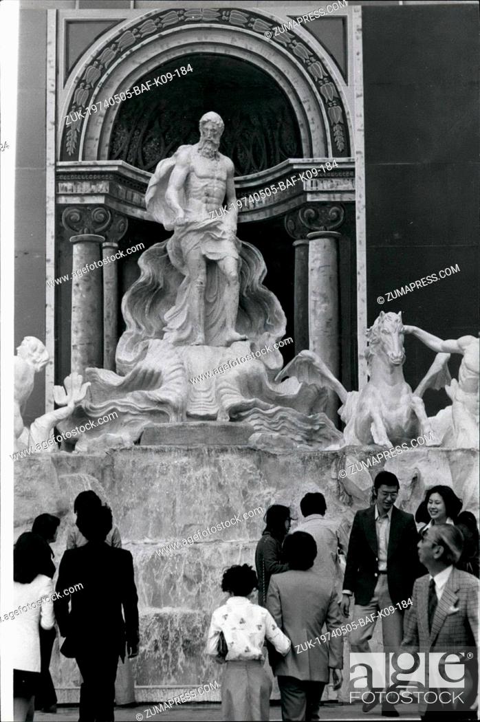 Stock Photo: May 05, 1974 - Japanese can now see trevi fountain in Tokyo, With rampant inflation and tight money situation in japan, would-be tourists to see the sights in.