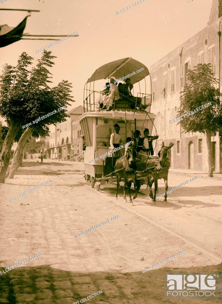 Photo de stock: Tripoli. Mule-drawn tramcar 1900, Lebanon, Tripoli.