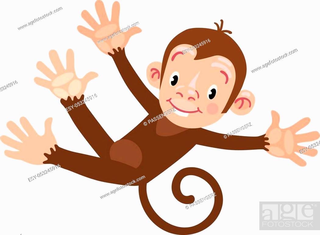 Llittle funny jumping monkey. Children illustration. Vector cartoon  character, Stock Vector, Vector And Low Budget Royalty Free Image. Pic.  ESY-053245916 | agefotostock