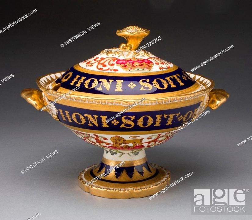 Stock Photo: Covered Cream Bowl - About 1820 - Worcester Porcelain Factory (Flight, Barr & Barr Period) English, founded 1751 Retailed by Mortlock China Co.
