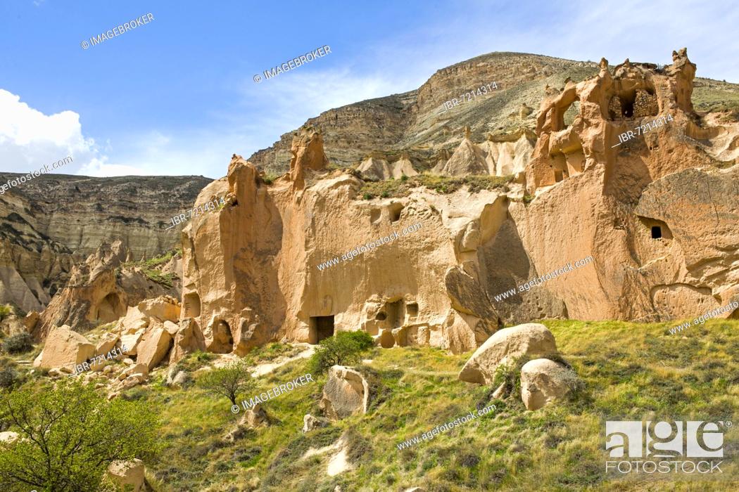 Stock Photo: Zelve Valley, fantastic tuff formations, Cappadocia, Turkey, Cappadocia, Turkey, Asia.