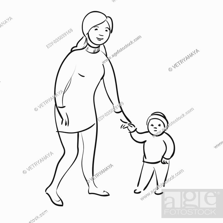 How to draw a mother with her baby - YouTube