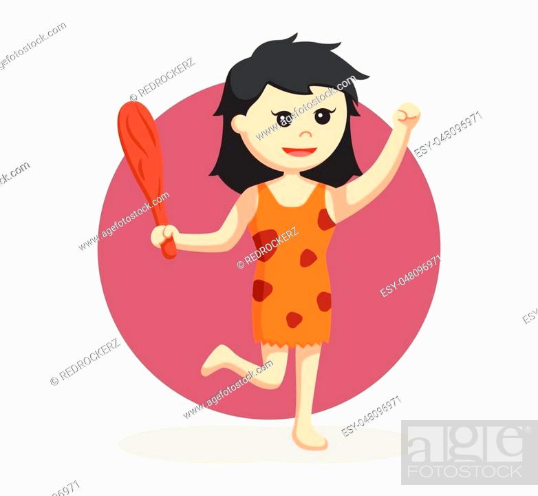 cavewoman with wood stick, Stock Vector, Vector And Low Budget Royalty Free  Image. Pic. ESY-048096971 | agefotostock