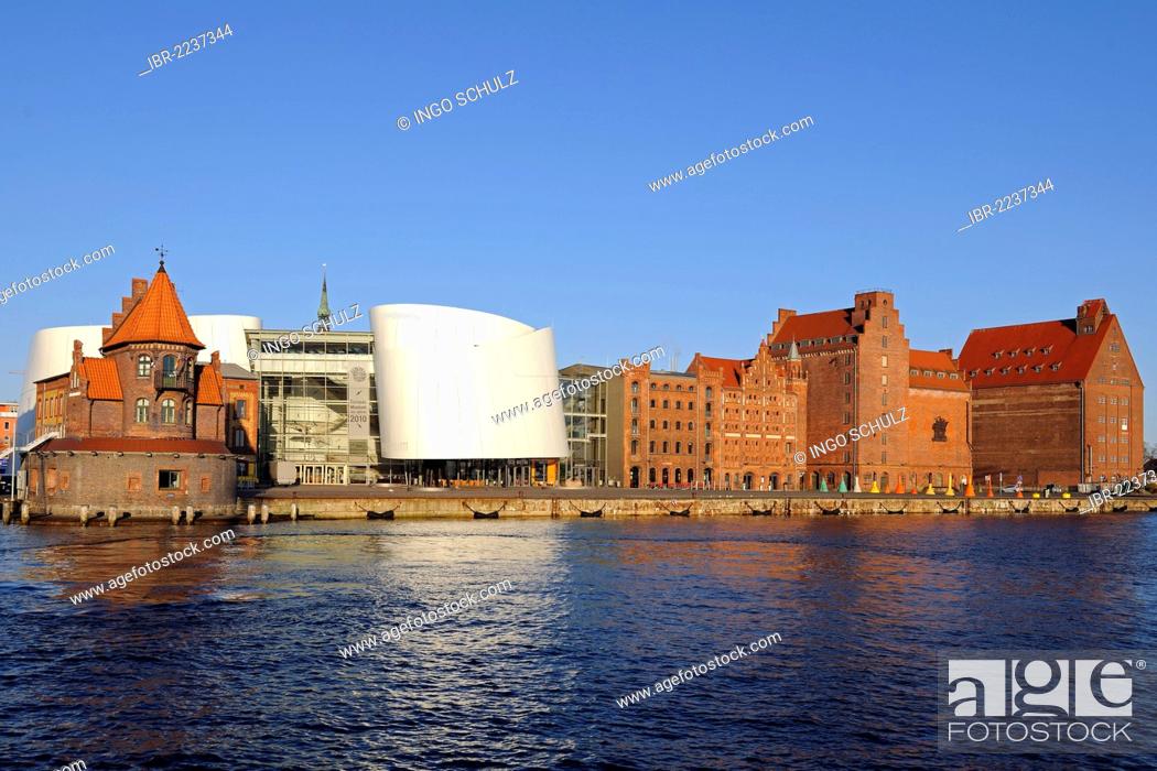 Stock Photo: Port Authority, Ozeaneum, old port of Stralsund, UNESCO World Heritage Site, Mecklenburg-Western Pomerania, Germany, Europe, PublicGround.