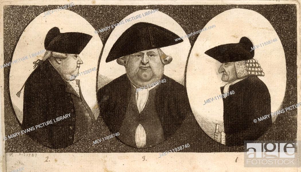 Stock Photo: The Grand Chaplain (1), the Grand Clerk (2), and the Grand Secretary (3), alias John McLure, Mr Meikle and Mr Mason.