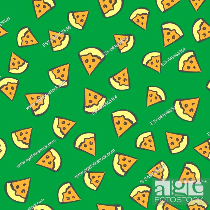 Doodle seamless pattern - pieces of pizza. Vector background for design,  Stock Vector, Vector And Low Budget Royalty Free Image. Pic. ESY-049668354  | agefotostock