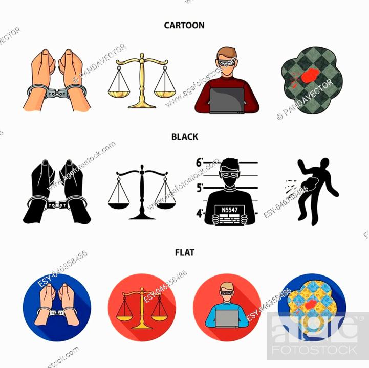 Handcuffs, scales of justice, hacker, crime  set collection  icons in cartoon, black, Stock Vector, Vector And Low Budget Royalty Free  Image. Pic. ESY-046358486 | agefotostock