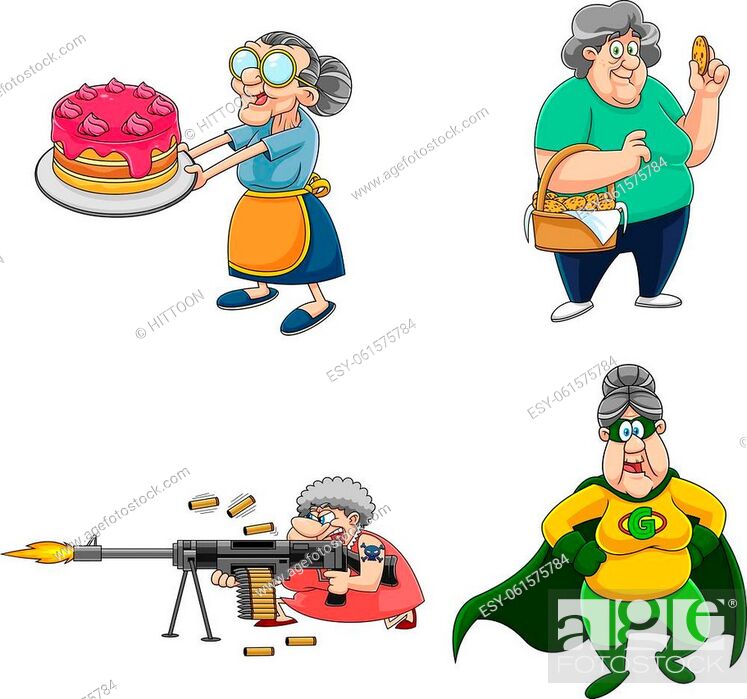 Grandma Cartoon Characters. Vector Collection Set Isolated On White  Background, Stock Vector, Vector And Low Budget Royalty Free Image. Pic.  ESY-061575784 | agefotostock