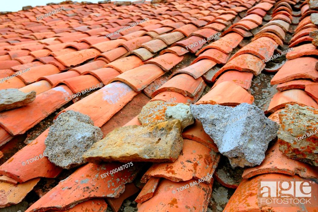 Aged Old Red Clay Arabic Roof Tiles, Old Clay Roof Tiles