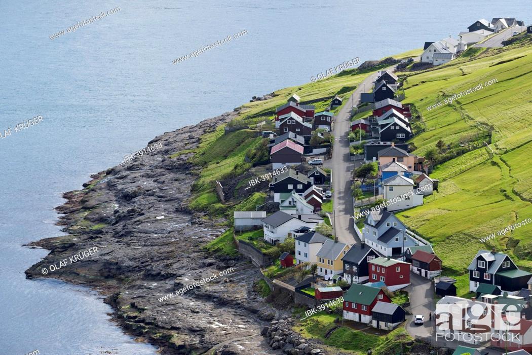Stock Photo: Houses by the sea, Kvívík, Streymoy, Faroe Islands, Denmark.