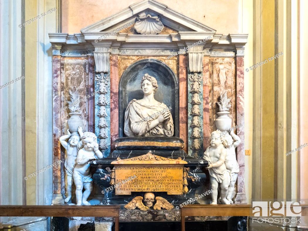 Stock Photo: Funerary monument of Eleonora Boncompagni Borghese in the Basilica of Saints Bonifacio and Alexis on the Aventine hill - Rome, Italy.