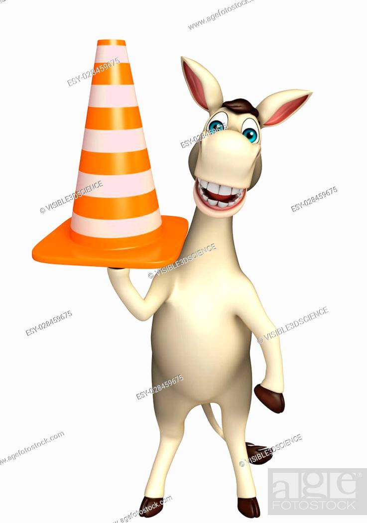 3d rendered illustration of Donkey cartoon character with construction  cone, Stock Photo, Picture And Low Budget Royalty Free Image. Pic.  ESY-028459675 | agefotostock