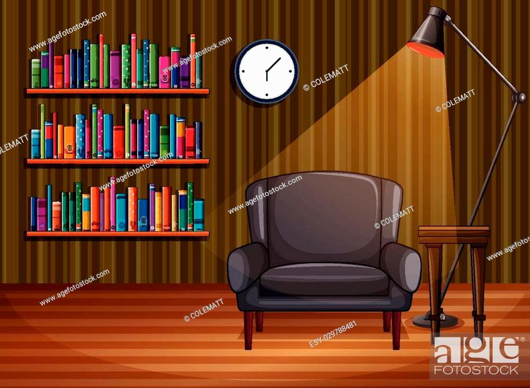 Illustration of a study room with books, Stock Vector, Vector And Low  Budget Royalty Free Image. Pic. ESY-029788481 | agefotostock