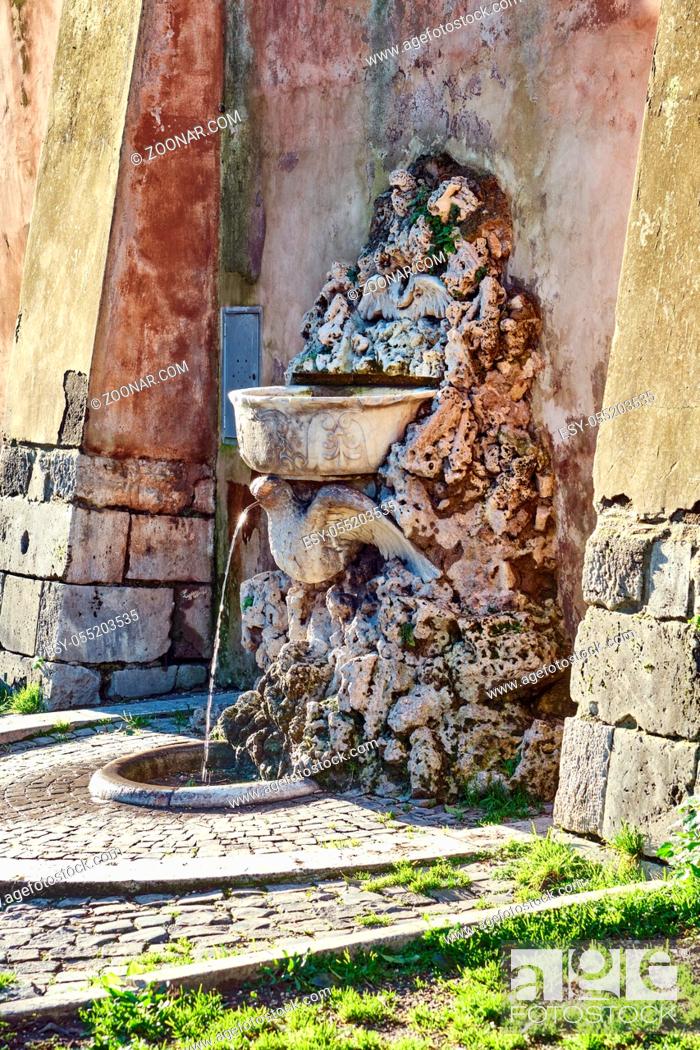 Stock Photo: Fountain at Orange Garden in Rome, Italy.